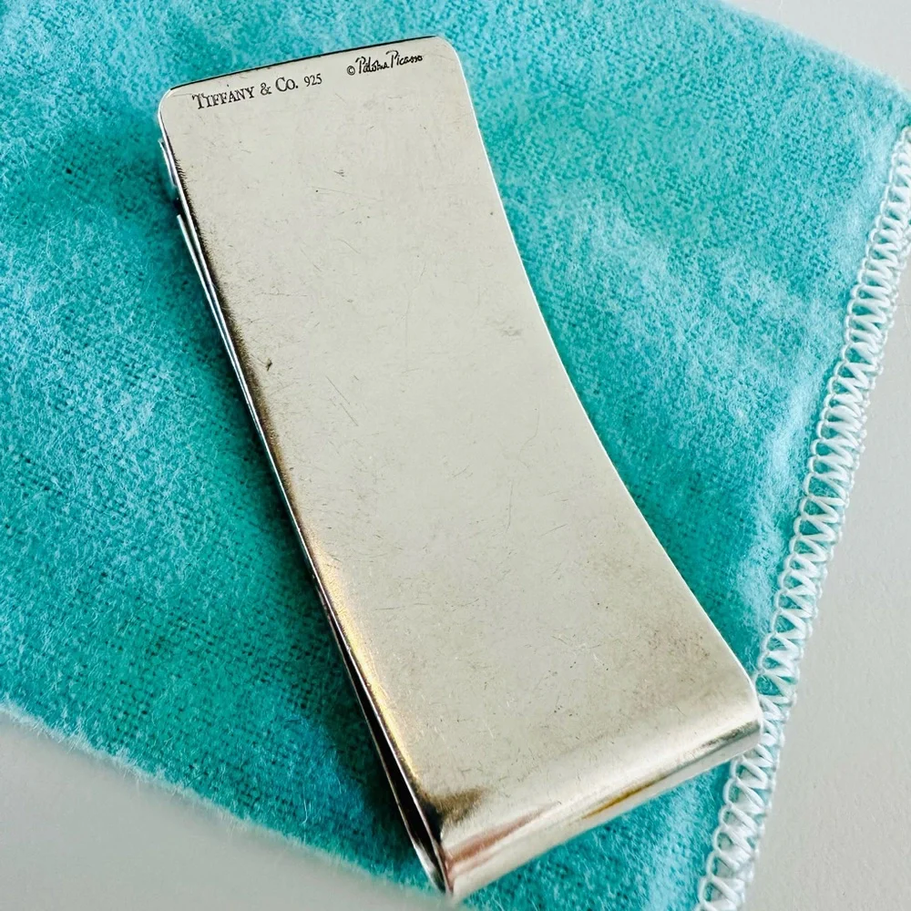Tiffany & Co. Silver Money Clip with Blue Pouch